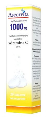 Ascorvita, 1000 mg, witamina C, 20 tabletek musujących