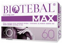 Biotebal Max, 10 mg, biotyna, skóra włosy paznokcie, 60 tabletek