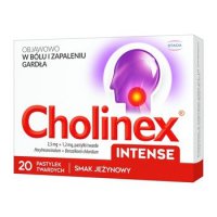 Cholinex Intense, smak, jeżynowy, ból, zapalenie, gardła, 20 tabletek
