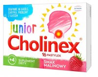 Cholinex Junior, drapanie w gardle, chrypka, problemy z głosem, 16 pastylek