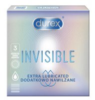 Durex, Invisible, prezerwatywy dodatkowo nawilżające, 3 sztuki