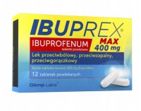 Ibuprex Max, ibuprofen, 400, lek, przeciwbólowy, przeciwzapalny, przeciwgoraczkowy, 12 tab.