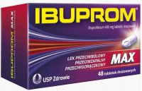 Ibuprom Max 400 mg, ból gorączka p/bólowy, 48 tabletek