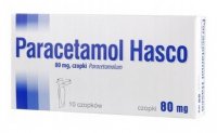 Paracetamo,l Hasco, 80mg, czopki, lek przeciwbólowy, przeciwgorączkowy, 10 czopków