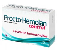 Procto-Hemolan, control, 1g, leczenie hemoroidów, 20 tabletek
