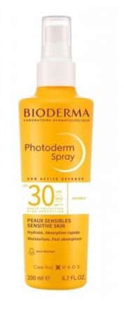 Bioderma Photoderm, Lekki Spray, przeciwsłoneczny, SPF30, do opalania, 200ml