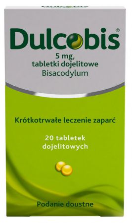 Dulcobis 5mg, na zaparcia, 20 tabletek dojelitowych