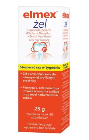 Elmex, żel, 12,5 mg fluoru/g, 25g Żel do profilaktyki próchnicy