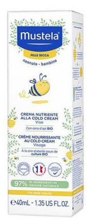 Mustela Bebe Cold Crem, krem odżywczy do twarzy, z woskiem pszczelim, 40 ml