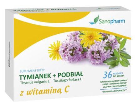 Tymianek + Podbiał z Witaminą C, 36 pastylek do ssania